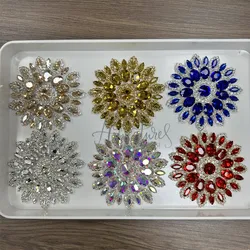 2 PCS Round Flower Patch Crystal rhinestone applique  Embellishments for Women bridal Dress