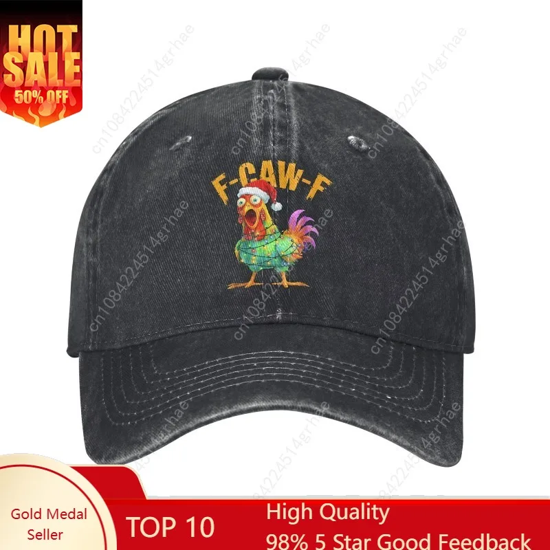 

F-Caw-F Christmas Funny Chicken Humor F Caw F Rooster Meme Sun Baseball Cap Unisex Men Print Hip Hop Hats Kpop Snapback Cap