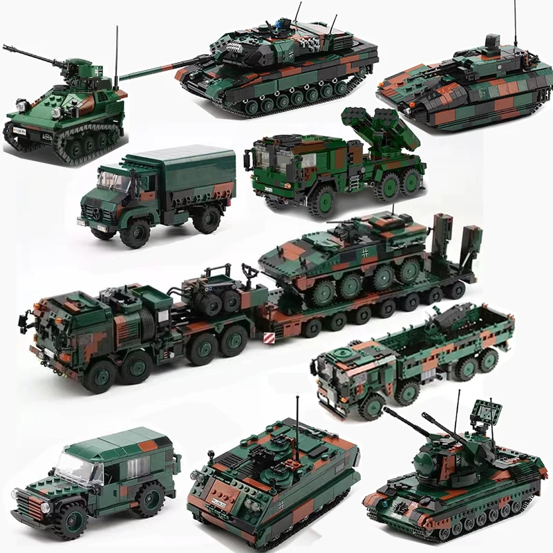 Military ww2 Cannon Assault Armored Vehicle Battle Tank Car Truck Army Weapon Building Blocks Sets Model Boys Toys for Kids Gift