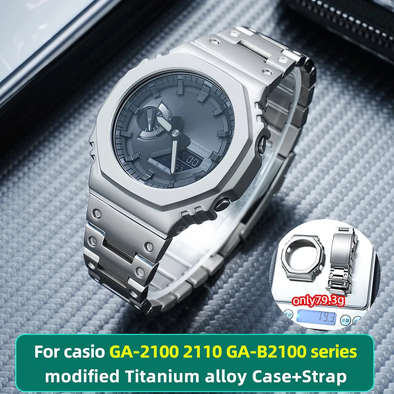 GA2100 UpgradeTitanium Alloy Case + Strap Mod kit For G-shock Casio GA-2100/2110 GA-B2100 Ultra light Titanium Metal bezel band