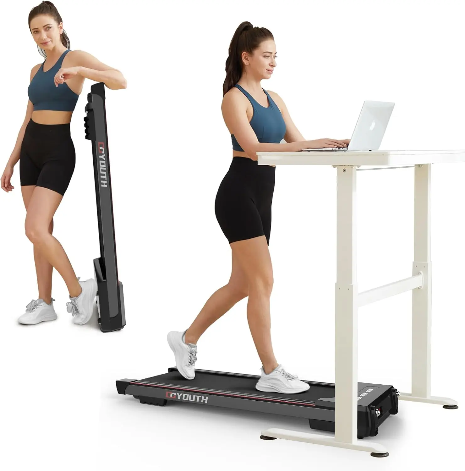 

2 in 1 Under Desk Electric Treadmill Motorized Exercise Machine with Wireless Speaker, Remote Control and LED Display, Walking