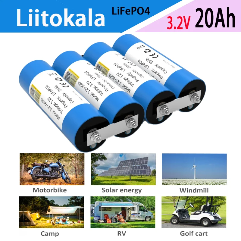 LiitoKala 3.2V 20Ah LiFePO4 battery suitable for 3C discharge in yachts, RVs, golf carts