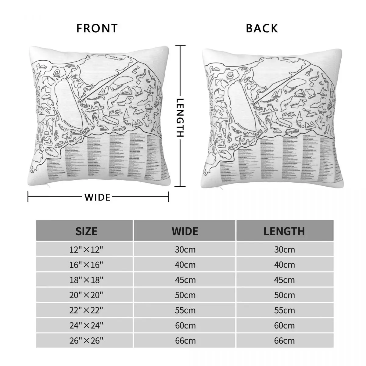 All F1 Tracks Pillowcase Polyester Linen Velvet Printed Zip Decor Pillow Case Room Cushion Cover