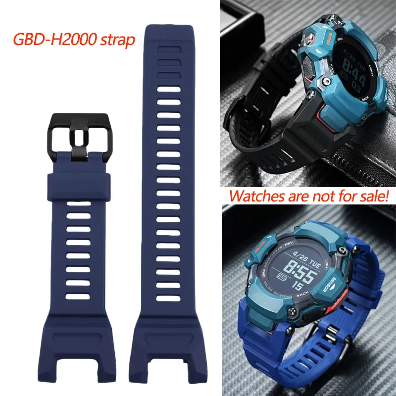

GBD-H2000 ремешок для часов Casio GBD-H2000 Series, мужской полимерный силиконовый водонепроницаемый ремешок, черный/синий сменный браслет из мягкой резины
