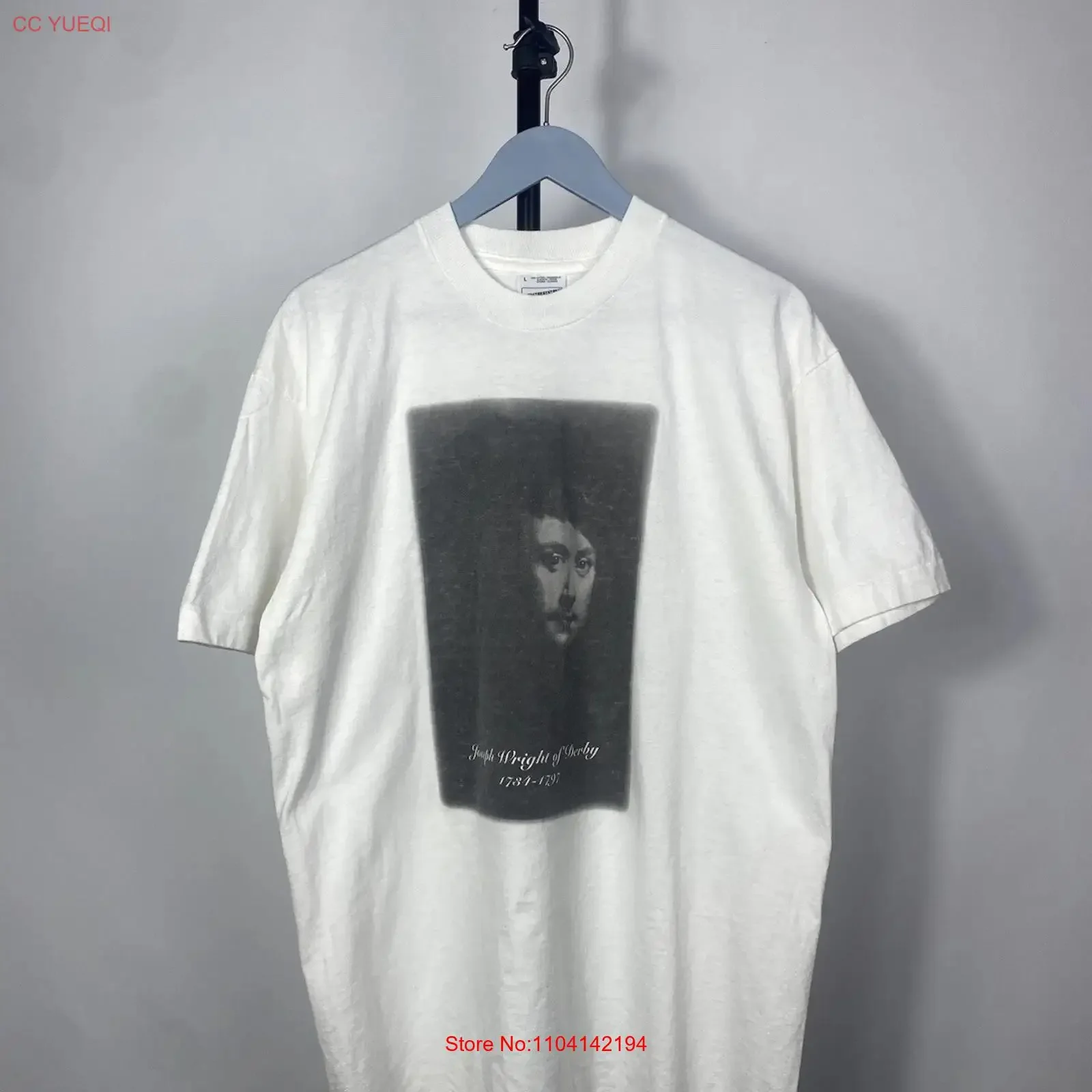 Vintage 90s Archive ART Joseph Wright of Derby T shirt Men s L Size vintage Washed Top For Everyday Wear fashion Stylish Casual