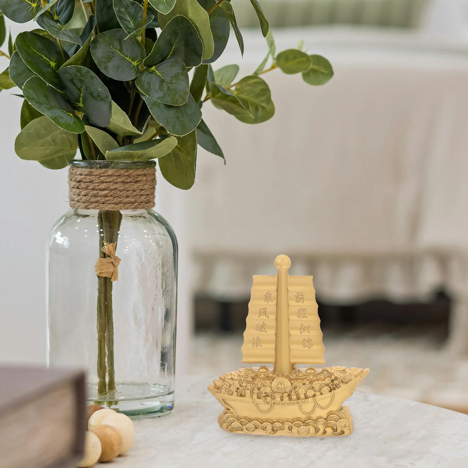 

Miniature Alloy Sailboat Statue Luxury Gold Finish Desktop Ornament Sailing for Workplace Inspiration Theme