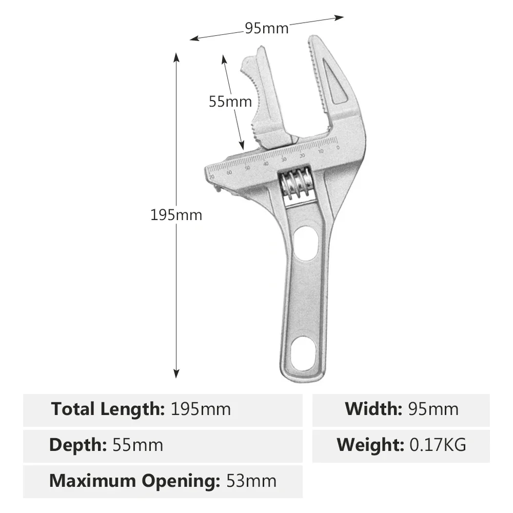 16-68mm Adjustable Wrench Multi-function Short Handle Large Opening Spanner Bathroom Basin Sink Wrench Universal Repair Tool