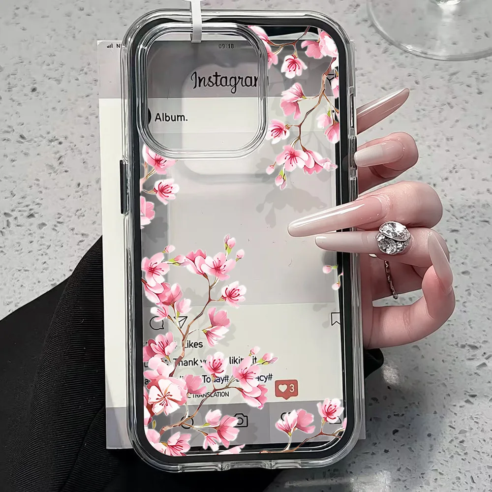 Blaue Künstlerische Blumen Transparente Handyhülle für iPhone 17 13 16 15 11 12 14 Pro Max 17 Air XR X Hülle Silikon Weiche Stoßfeste Abdeckung – Detail 1