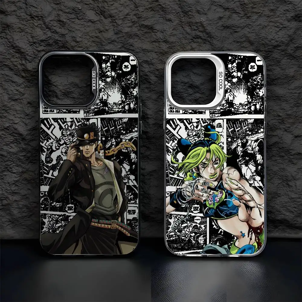 أنيمي J-JOJO حافظة هاتف رائعة آيفون 17 16 15 14 13 12 11 برو ماكس الهواء متعدد الألوان ماتي ليزر معدني أورورا فوندا #1