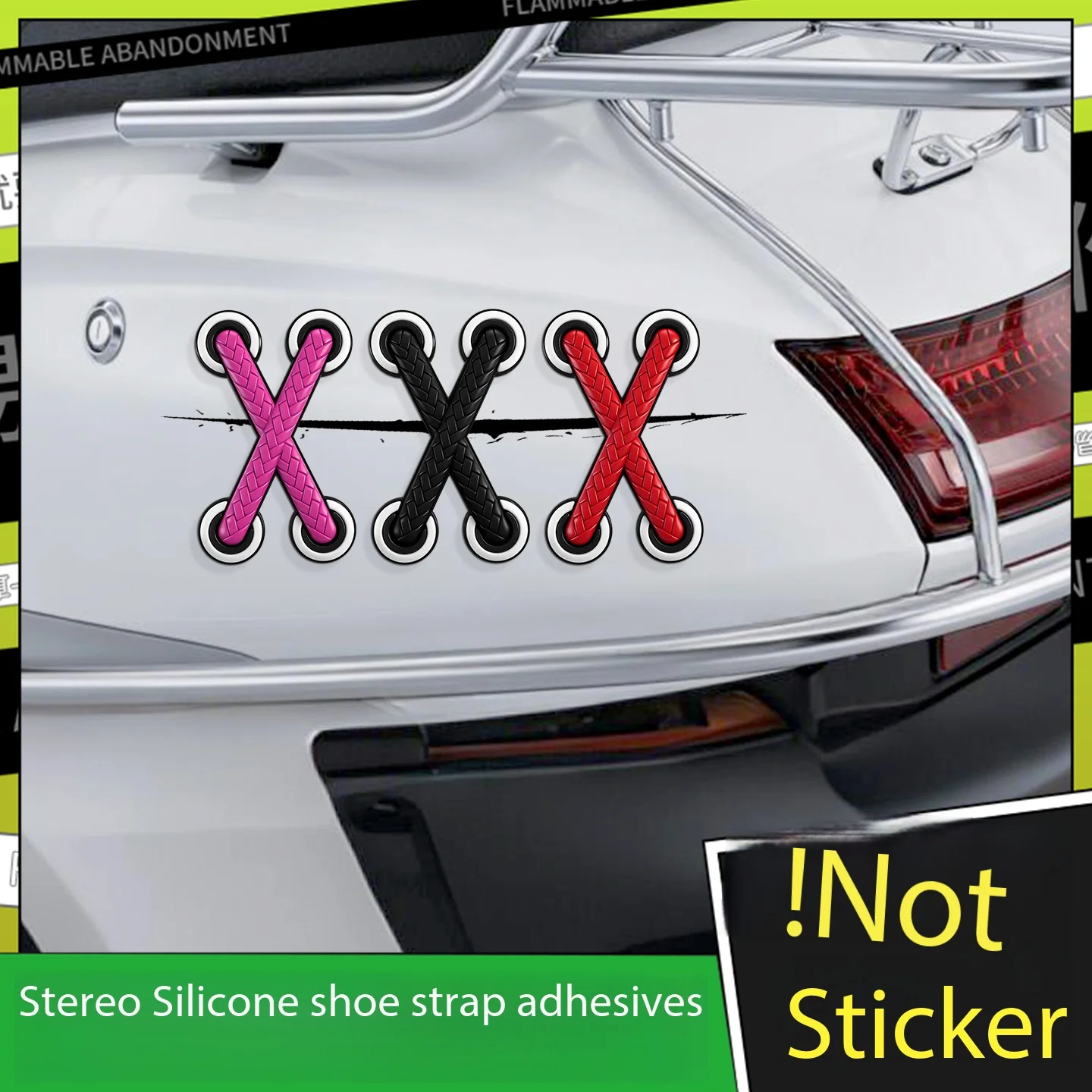 Cars, electric bikes, motorcycles, 3D personalized creative simulation shoelaces, patches, straps, stickers, scratch covers