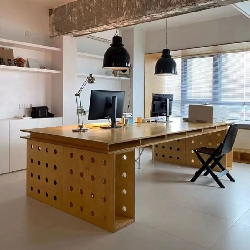 

Birch large board solid wood hole table workbench desk desk