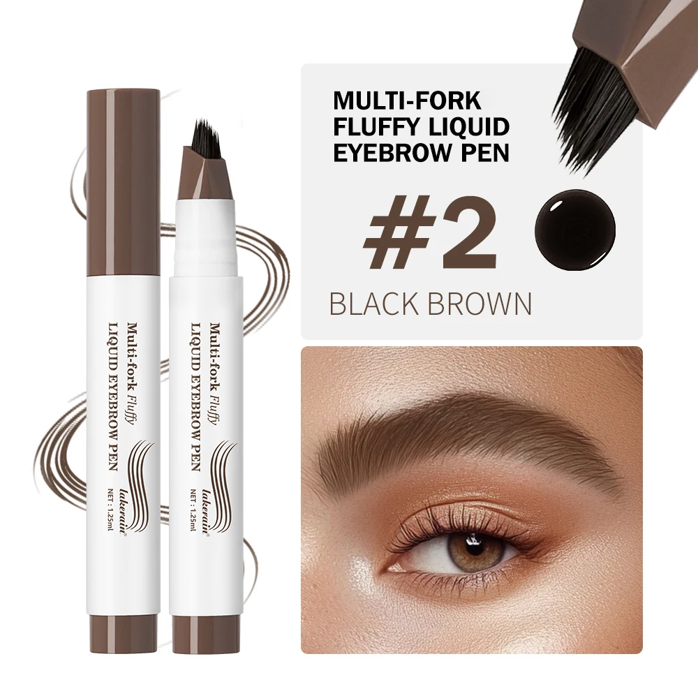 Langdurige 4D Wenkbrauw Pen Multi Vorken Vloeibare Pen Tip Fijne Schets Vloeibare Tattoo Brow Waterdichte Nauwkeurige Make-up
