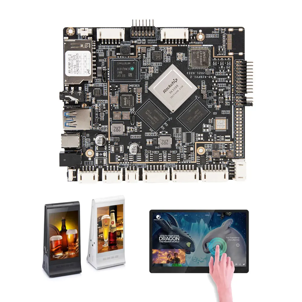 Small Android Embedded ARM Board RK3399 LCD PCBA with LVDS Driver Control Micro SD Card