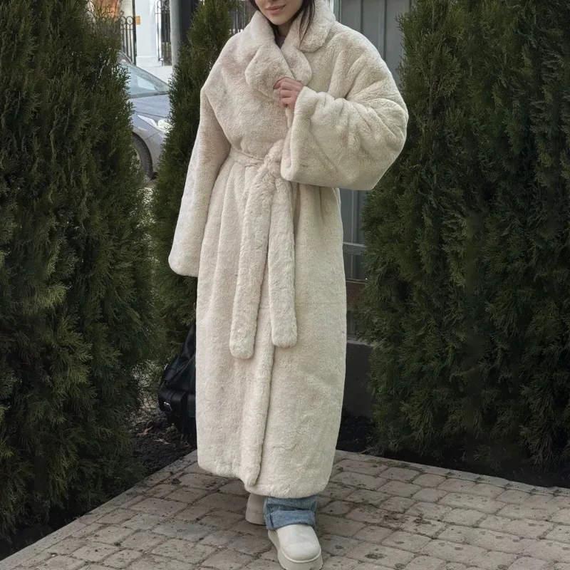 Tuularose 2025 Winter Women Faux Fur Jacket Coat Solid Long Sleeve Thick Warm Overcoat Outwear Fluffy Outwear For Female Outfits