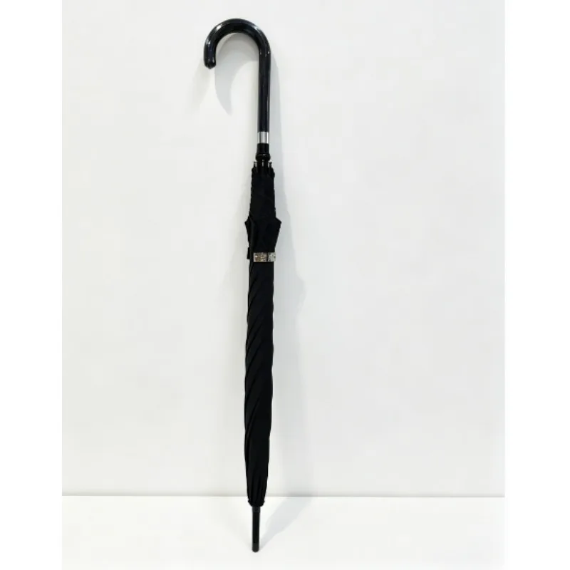 Creative Long Handle Straight Umbrella, Self-defense Sun Rain Black Plastic Sunshade Pull-out Design