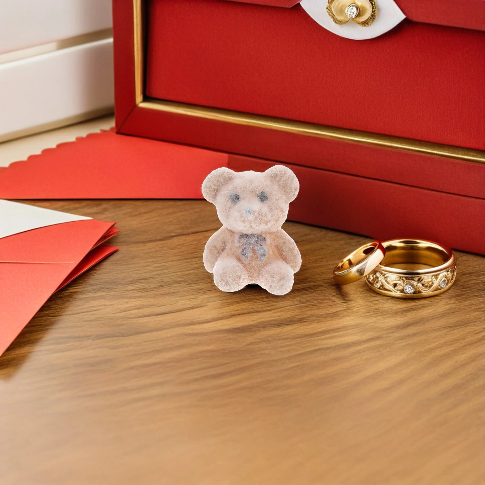 Mini oso flocado, bonito oso en miniatura, recuerdo de fiesta de Baby Shower, bolso pequeño de cumpleaños, regalo, Mini osos para Baby Shower, 15 Uds.