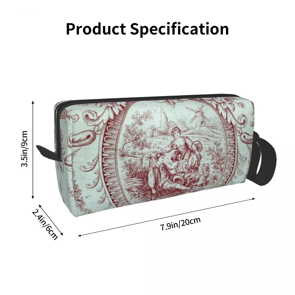 Cute Vintage French Romantic Toile De Jouy Travel Toiletry Bag for Women Makeup Cosmetic Bag Beauty Storage Dopp Kit