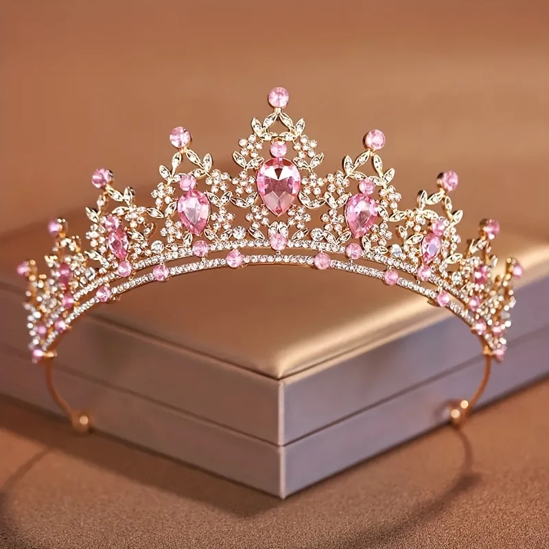 الباروك كريستال التيجان والتيجان للنساء حجر الراين حفلة موسيقية الإكليل عقال الزفاف الزفاف إكسسوارات الشعر مجوهرات تاج تيارا #3