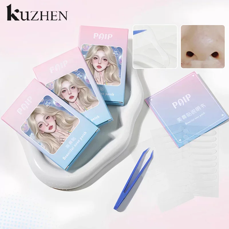 30Pcs Nase Transparent Unsichtbare Dünne Nase Aufkleber Mit Pinzette Schrumpfen Nase Flügel Patch Für Cosplay Spezielle Nase Schrumpfen