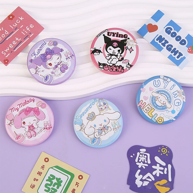 Leuke Cartoon Sanrio Tin Badge En Borst Badge Cinnamoroll Kuromi Melodie Pochacco Hello Kitty Broche Rugzak Hanger Anime