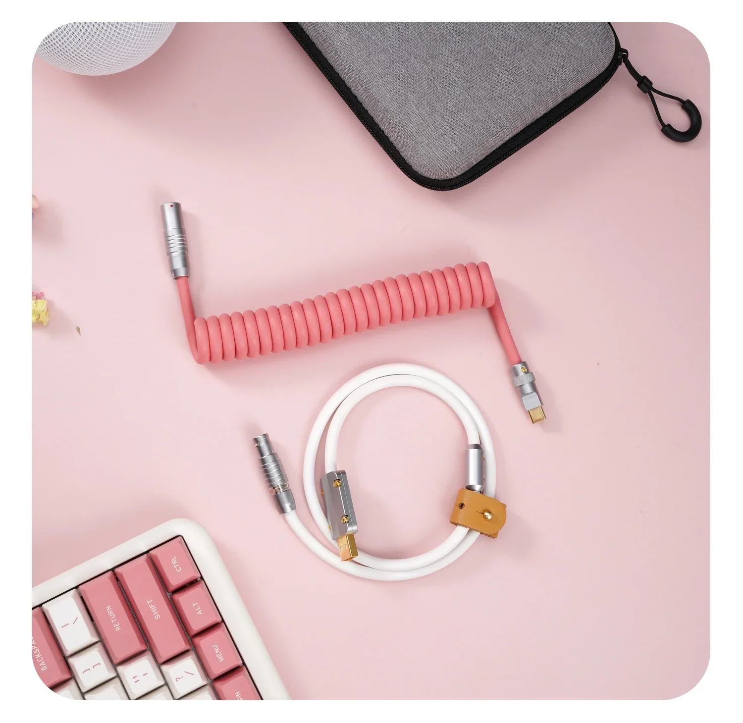 GeekCable Customized Keyboard Data Helix Rear Air Plug Super Elastic Rubber Warm Powder + white
