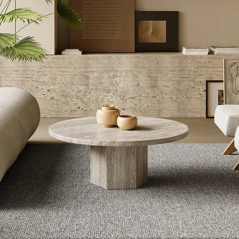

Wabi Sansan wind living room cave stone edge corner oval coffee table modern simple luxury stone villa small apartment high sens