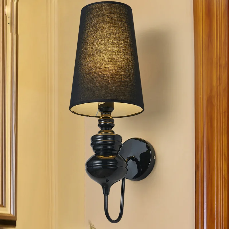 Modern Elegant White Fabric Shade Wall Lamps 1-Light Romantic E14 Socket Bedside Sconce Light Fixture for Bedroom Living Room