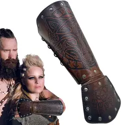 Viking deri Bracers tüy Viking bilek ve el Bracer Nordic Viking tarzı el koruması kostüm Cosplay için rolleri oynamak için