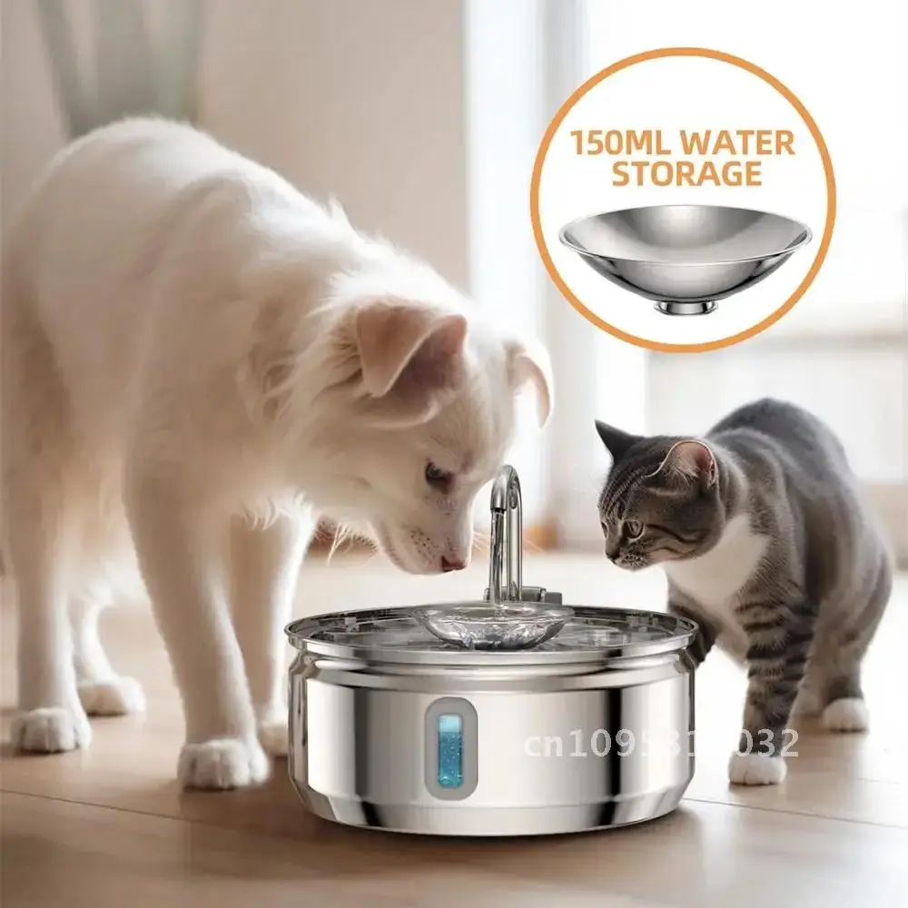 

3.2L Cat Automatic Water Dispenser Smart Cat Fountain Pet Dog Water Window Steel Bowl Water Feeder with Visible Stainless Auto