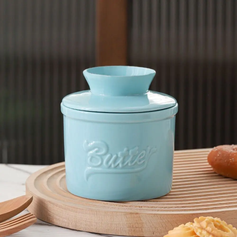 Glossy Finish Butter Bell Crock Handmade with Lid Ceramic Butter Dish Big Capacity Thicken Butter Holder Spreadable Butter