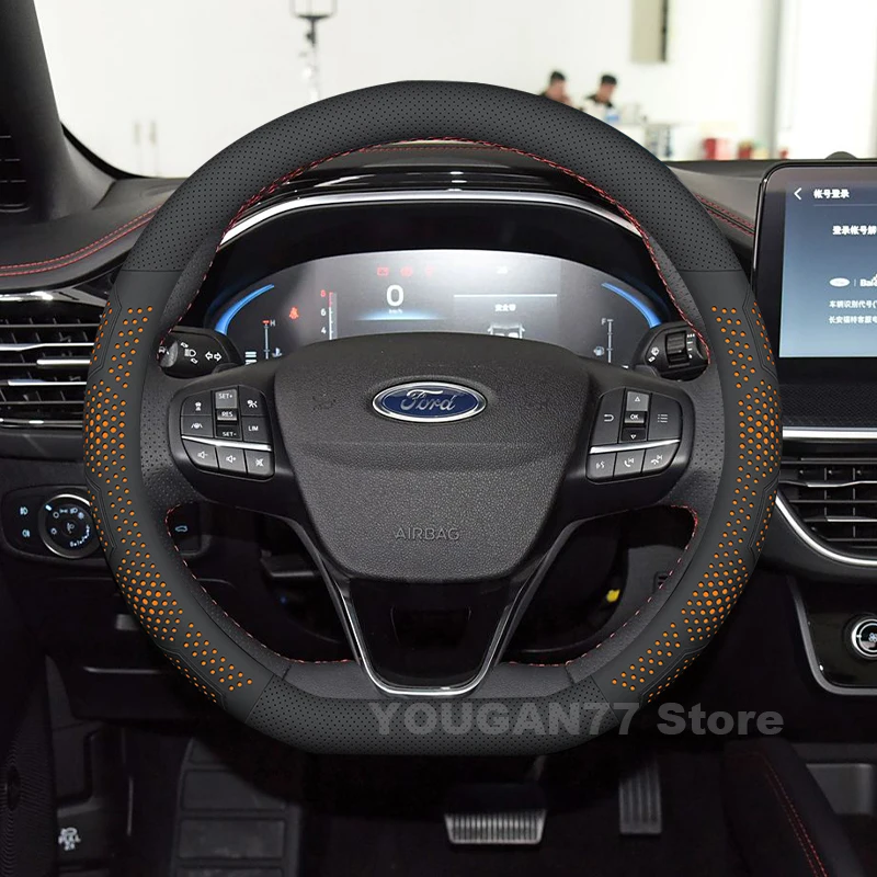 

Leather Car Steering Wheel Cover For Ford Focus mk2 mk3 mk4 2022 2005-2021 2021 Ultra Thin Auto Steering Wheel Accessories
