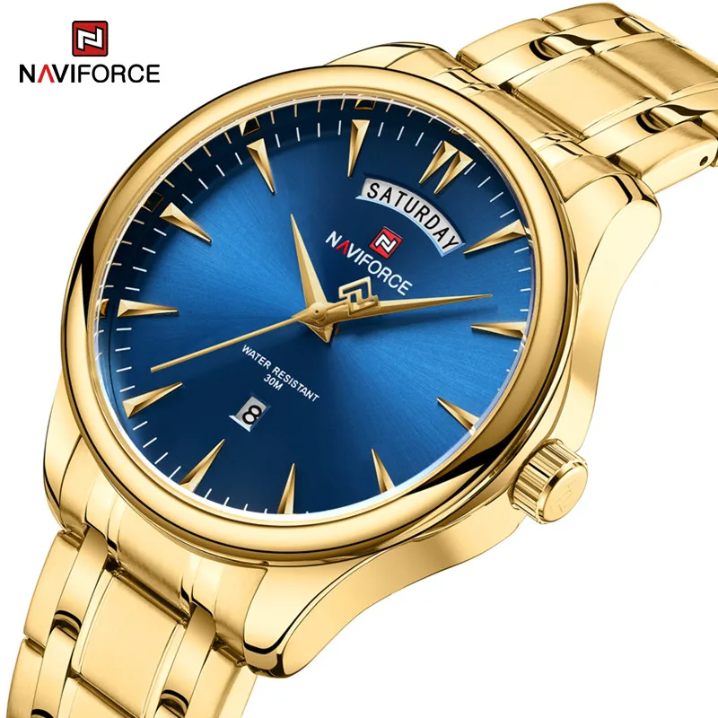 

NAVIFORCE New Watches for Men Stainless Steel Strap Waterproof Fashion Male Quartz Wristwatches Luminous Clock Relogio Masculino