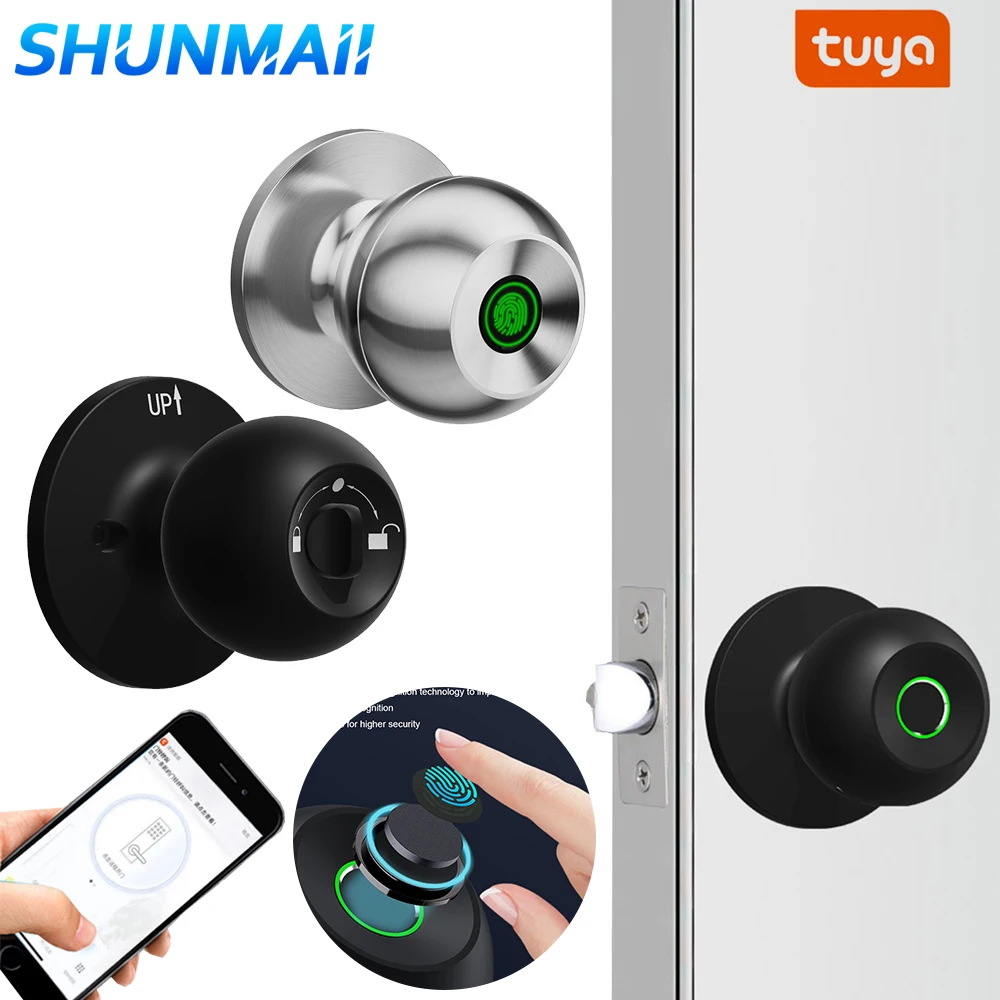 Biometric Fingerprint Smart Door Lock Tuya APP Control Electronic Digital Password Lock Security Keyless Entry Knobs Unlock