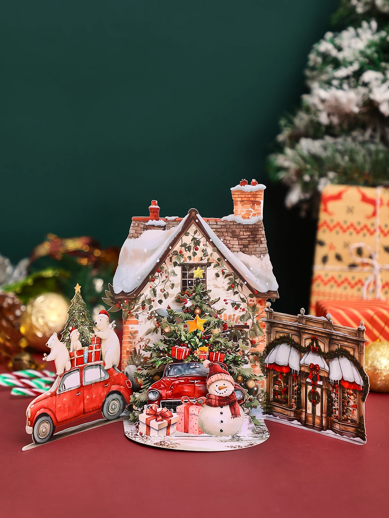 3D-Pop-up-Karten mit Weihnachtsbaummotiv, festliches Schneebaum-Thema, Weihnachtsgeschenk für Sie/Ihn, Heimdekoration, Ornamente