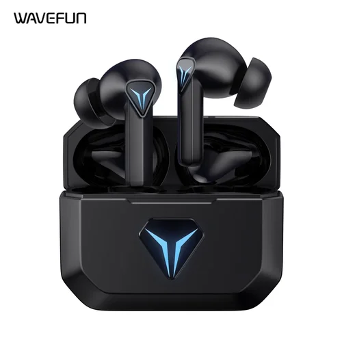 Auriculares Bluetooth inalámbricos Wavefun G100 2025 - Auriculares para juegos RGB con control de volumen de baja latencia de 45 ms y micrófono para juegos