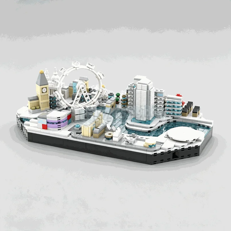 1129PCS London City Skyline Architecture Building Blocks Model With Landmark Wheel Tower River Scene DIY Assembly Display Gifts