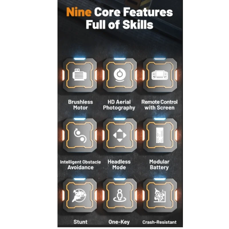 Drone RC Pesawat Terbang Pintar Penghindar Rintangan Motor Brushless Kamera HD Quadcopter Stunt Roll Satu Klik Surround RC Dron Mainan