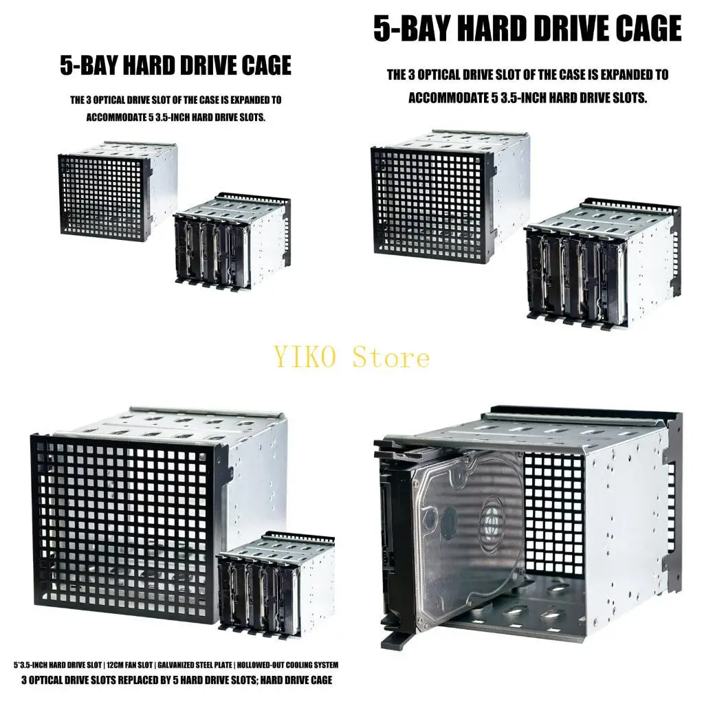 K32C 3 Bay To 5 Slot 3.5Inch Enclosure Disk Mounting Bracket Shockproof For PC Server
