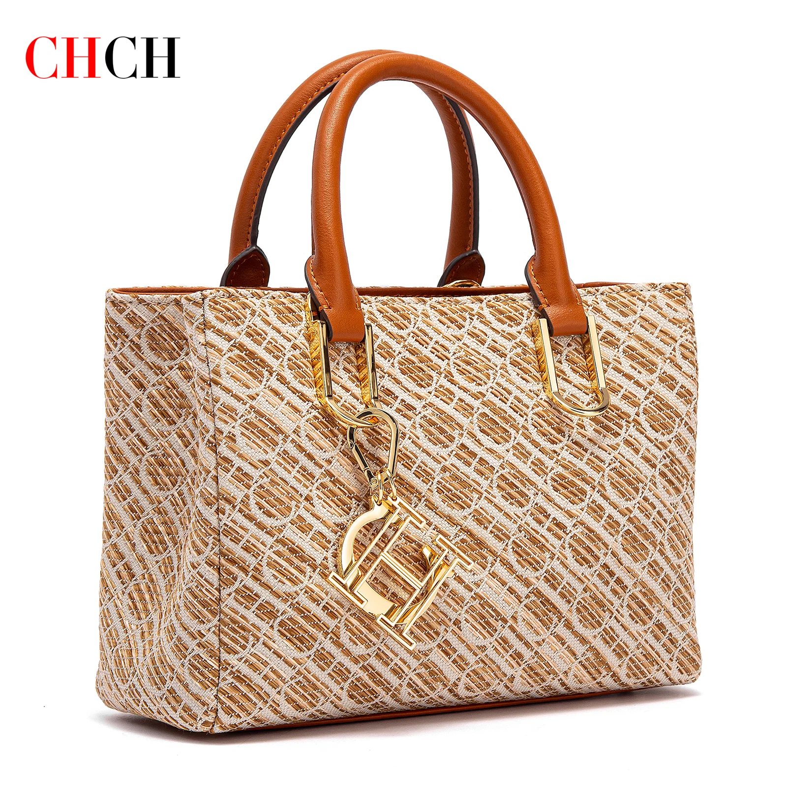 CHCH Women's Handbag 2024 New Apricot Texture Crossbody Bag Large Capacity Business Tote Bag