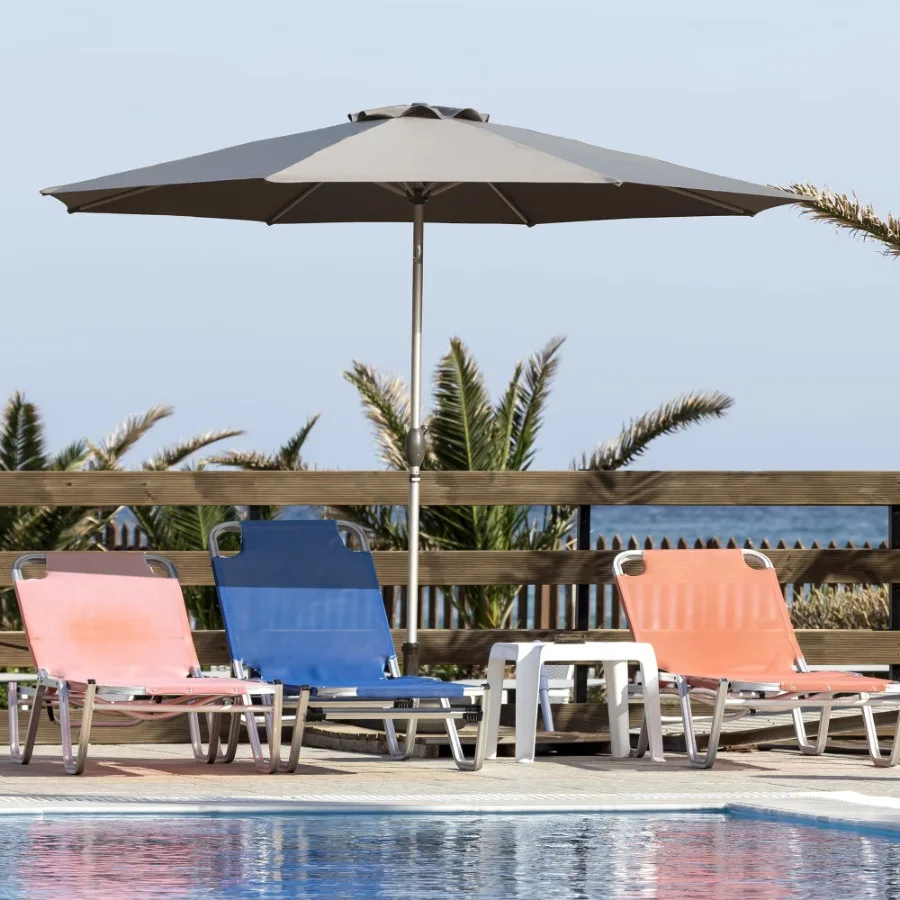 

9FT Patio Umbrella Outdoor Table Umbrella with Push Button Tilt and Crank UV Protection Waterproof Market Sun Umbrella with 8 S