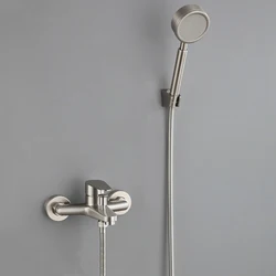 Bathroom Shower Faucet Set 304 Stainless Steel Mixer Tap Hot and Cold Mixer Triple Bathtub Faucet Set With Hand Shower Head