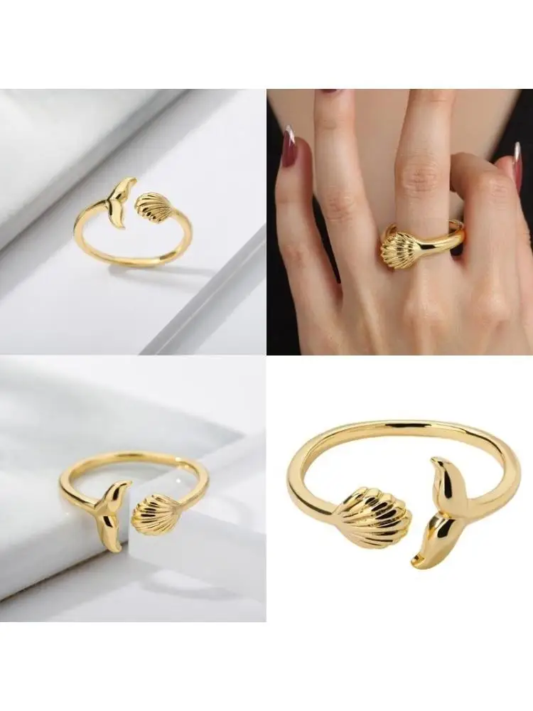 

A52E Unique Finger Rings Adjustable Rings Whale Tail Opening Rings Eye Catching