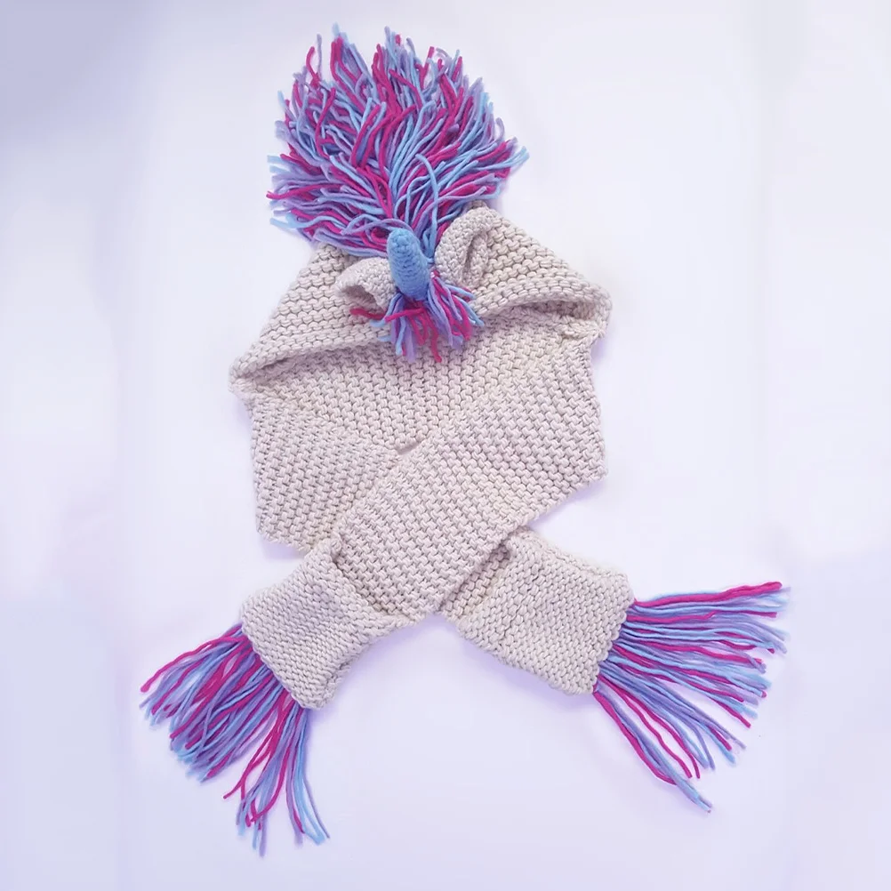 

Handmade Unicorn Colorful Kid Winter Hat Knitted Beanie Scarf Warm Knit Caps Outdoor Wear Unicorn Hat Knitted Caps