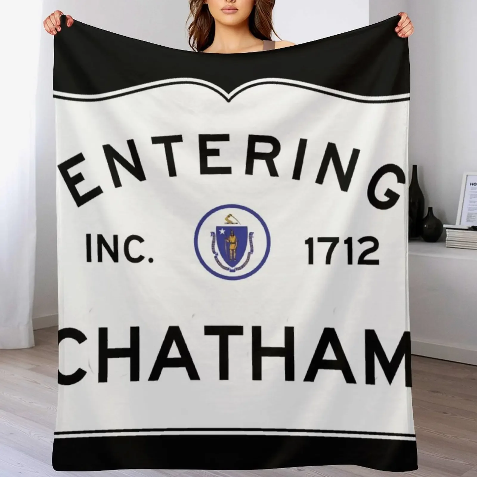 

Entering Chatham - Commonwealth of Massachusetts Road Sign Throw Blanket Foldable Soft Warm Blanket for Outdoor Use
