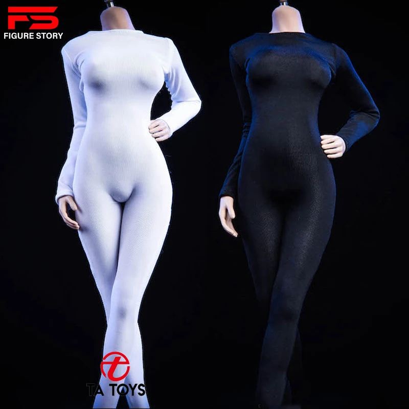 

1/6 Scale Female Sexy 19XG38 19XG37 Tight Sleeveless long sleeves tights Jumpsuit BodySuit Black White Red Blue for 12''Action