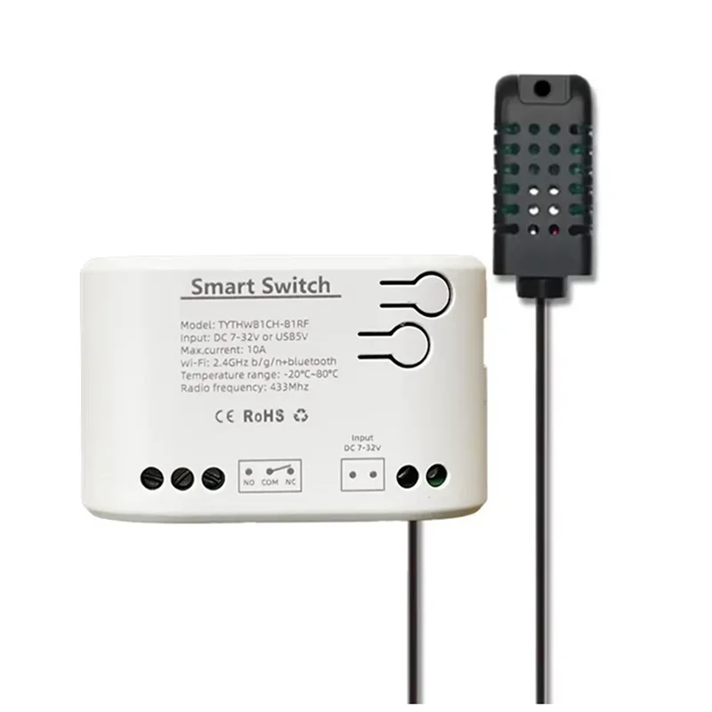 AAAEL-Tuya Smart Life Wifi Switch Relay Temperature Humidity Monitoring Thermostat Sensor Passive Dry Contact