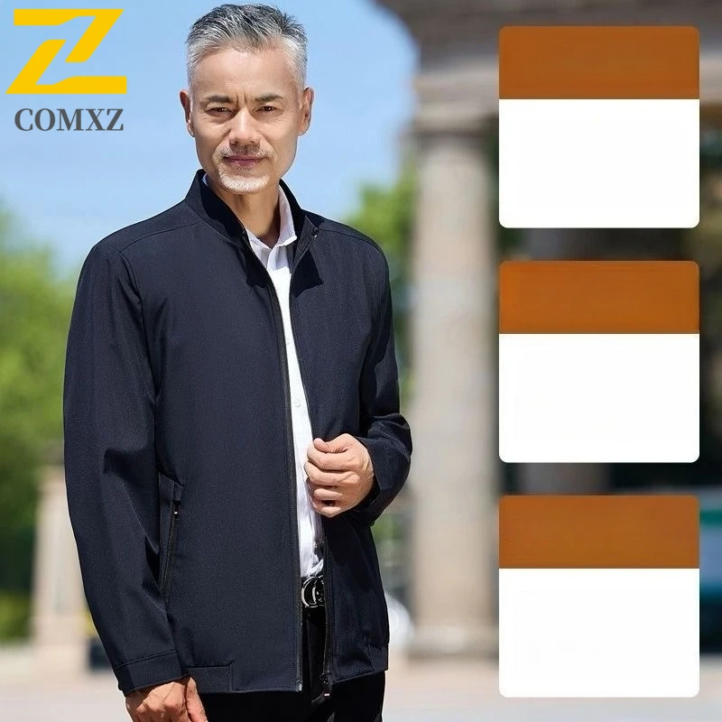 

COMXZ Men Stand Collar Jacket Multi-Pocket Coat Korean Style Fashion Business Workwear Waterproof Windproof for Outdoor 2025