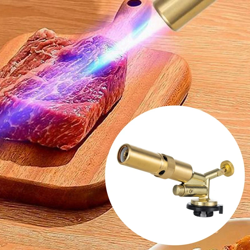 ABBN-Butanetorch, untuk dapur, 1300 °C pistol las logam api dapat disesuaikan, penyembur api portabel untuk pengapian & memasak