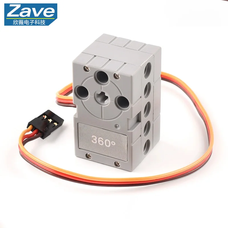 Compatible with LEGO, 360° Dual Output Shaft Programmable Building Block Servo Motor, Makecode Graphic Programming