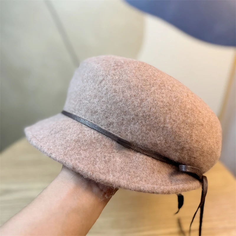 Beret Hat Women Autumn Winter Light Luxury Wool Blend Show Face Small Fashion Painter Hats England Retro Bud Cap